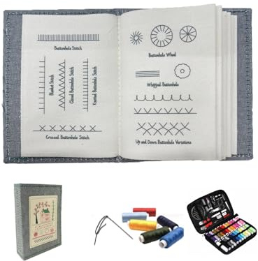 Yistoi DIY Stitch Book, Livre de Points de Broderie à Faire Soi-Même, Livre de Points à Faire Soi-Même, Adapté à Ceux Qui Apprennent la Broderie, (Est Livré Avec un Kit De Couture)（14 x 10 x 2Cm）