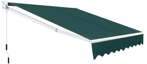 COSTWAY Markis, 250 x 200 cm terrassmarkis med aluminiumram och handvev, solmarkis justerbar 40–100° vinkel, solskydd och vattentät balkongmarkis för balkong, terrass