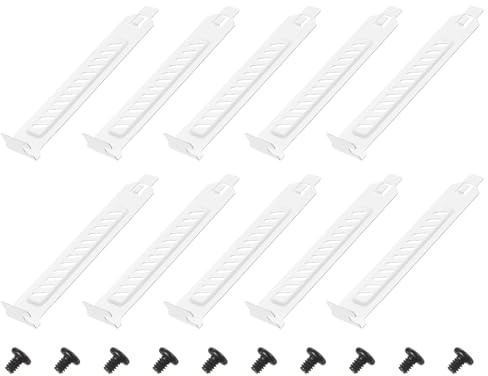 PATIKIL Copertura Slot PCI Filtro Antipolvere 12 x 1.9cm 10 Pz Piastra Di Bloccaggio In Acciaio Ventilazione Deflettore Staffa Espansione Piastra Vuota Con Vite Per Case Computer Bianco