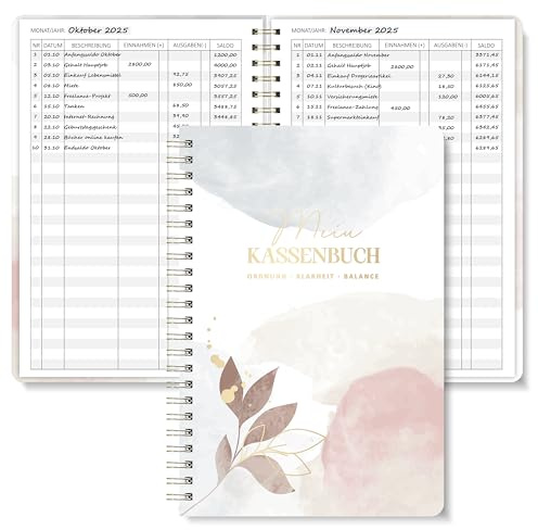 BIROYAL Kassenbuch A5-120 Seiten Haushaltsbuch, Budget Planner & Kassenbücher - Einnahmen Ausgaben Buch - Haushaltsbuch zum Eintragen - Kassenbuch Kleinunternehmer- Ausgaben Tracker Finanzplaner