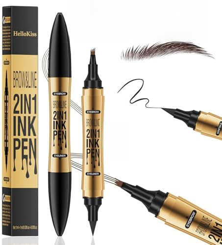 Matita per sopracciglia e eyeliner, linea 2 in 1 e impermeabile, linee precise per sopracciglia e eyeliner, lunga tenuta e aspetto naturale