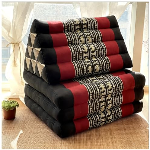 Cuscino da pavimento tailandese, pieghevole, a 3 sezioni, per meditazione tradizionale, ideale per yoga e relax (165 x 50 x 30 cm)