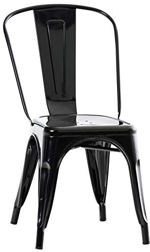 CLP Stapelbarer Metallstuhl Belgrad Mit Hoher Rückenlehne Und Bodenschonern I Stapelstuhl Aus Metall In Verschiedenen Farben, Farbe:schwarz