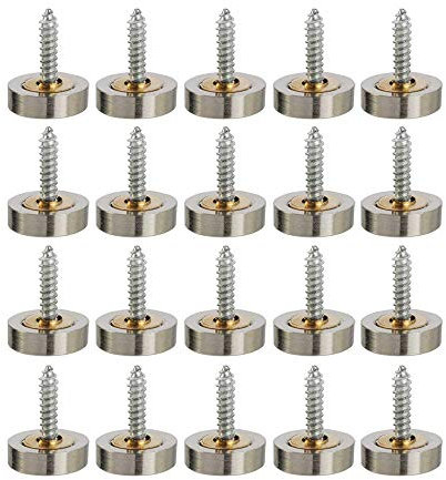 Mellewell 40 PCS Screw Covers Decorative Caps (Solid Brass Construction) Mirror Screws Fasteners, 3/5 (16mm) Diameter, Brushed Stainless Steel