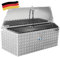 ADE Premium Trapez Deichselbox 1.000x(750) x350x400mm aus Alu Riffelblech inkl. Gasdruckdämpfer, Staubox, Werkzeugkasten, Gurtkiste, Anhängerbox, Edelstahlhaus GmbH, Made in Germany