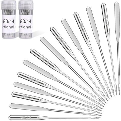 Wamkon Lot de 20 aiguilles pour machine à coudre - Taille 90/14 - Universelles - Pour machine à coudre domestique