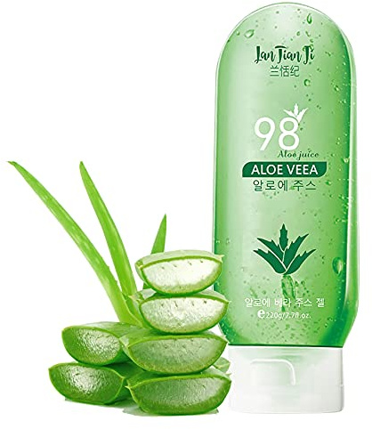 220 ML Gel d'Aloe Vera Bio - Soins pour les Coups de Soleil, Réparer les Cicatrices, Crème Hydratante Naturelle, Hydratant pour Visage Corps Cheveux, Apaisant et Anti-inflammatoire.