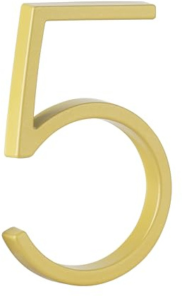 HASWARE Floating House Number Sign: 5 inch Modern Door Signage - Striking for Street Home Address Numerals (5, Golden)