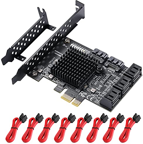 MZHOU PCIe SATA Karte 8 Ports, SATA 3.0 Controller Erweiterungskarte 6Gbps - Bootfähig als Systemfestplatte | Internes SATA Karte PCI Express 1x