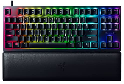 Razer Huntsman V2 TKL Tenkeyless Gaming Keyboard: Fastest Linear Optical Switches Gen2 w/Sound Dampeners & 8000Hz Polling Rate - Detachable TypeC Cable - Doubleshot PBT Keycaps - Ergonomic Wrist Rest