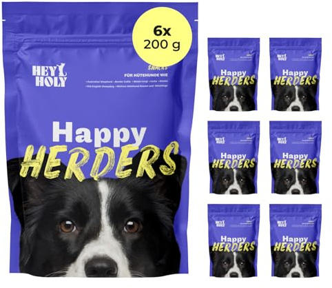 HEY HOLY Premium Hundeleckerlis für Hütehunde 100% getreidefrei | Hunde Snacks | 6 x 200 g Leckerli für ausgewachsene Hütehunde mit Huhn | Hochverträglich aus natürlichen Zutaten
