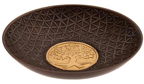 NKlaus 19 cm rökelseskål Yggdrasil aluminium koppar antik livsträd rökelsekärl 15807