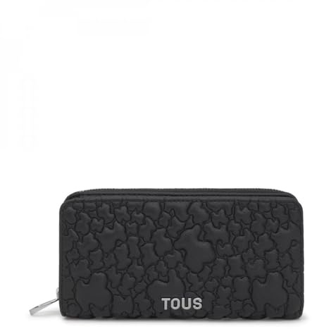 TOUS Damen Brieftasche Schwarz Polyurethan Puffy Bear Design 10 x 19,5 x 3 cm
