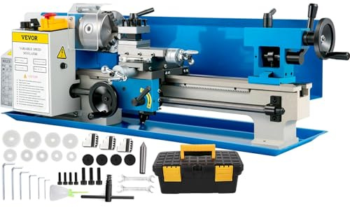550W Mini Torno de Metal de Precisión 180x350mm Torre de Metales Mesa 50-2250 RPM Velocidad Variable Continua Motor de Escobillas de Engranaje Metal Caja de Herramientas