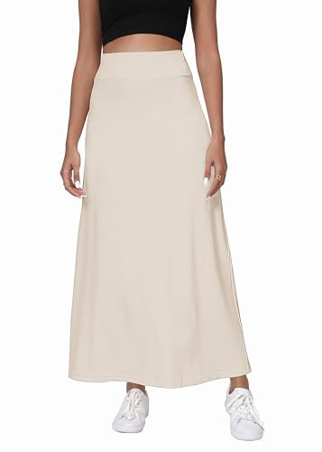 EXCHIC Femmes Confort Épaissie A Ligne Taille Haute Maxi Jupe Élastique Ceinture Tricotées Longues Jupes