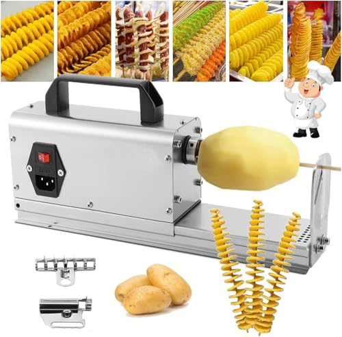 3 in 1 Electric Tornado Potato Slicer Spiral Potato Cutter Twisted Potato Slicer Spiral Twister Cutter Thicker Commercial French Fry Cutter