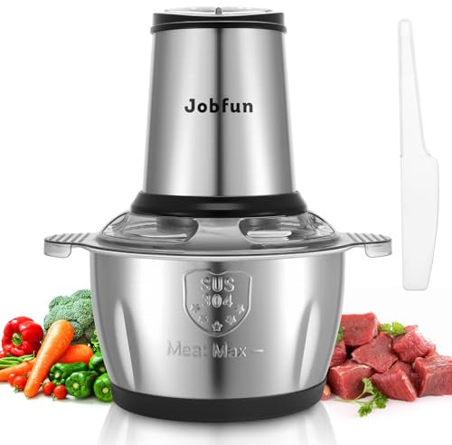 Jobfun Zerkleinerer Küche Elektrisch 2L Edelstahlschüssel 2 Geschwindigkeit Multizerkleinerer Elektrisch Chopper Fleischkutter Mixer Grinder für Fleisch Zwiebel Gemüse