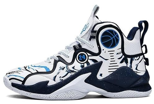 Basketskor for män är moderiktiga, halkfria, slitstarka och stötdämpande fritidssportskor Skor för promenader(Blue,37 EU)