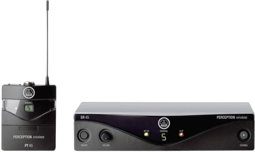 AKG PW45 Sport Set ISM Set aus Taschensender, Empfänger und Kopfbügelmikrofon (Inkl. Netzgerät, vier Abtropfringen und Batterie)