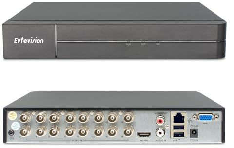 Evtevision 16 Canales 5MP Lite 5M-N CCTV DVR 16CH Grabadores de Vigilancia, Acceso Remoto, Detección de Movimiento, DVR de vigilancia híbrido 5 en 1 (Analógico/AHD/TVI/CVI/IP) (Sin HDD)