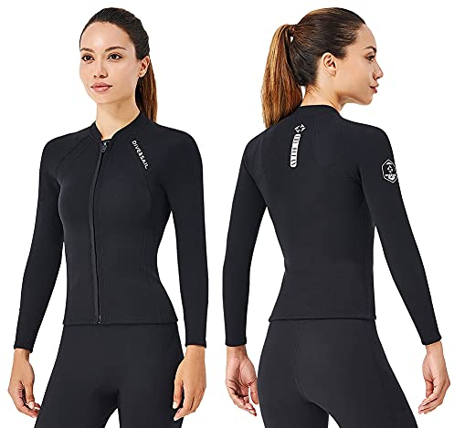 WANGQI Combinaison de plongée en néoprène pour homme et femme - Veste en néoprène pour sports nautiques - Pour femme - Manches longues - Veste de plongée avec fermeture éclair
