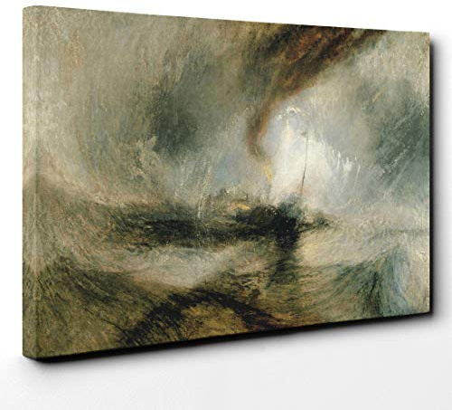 J.M.W. Turner Snow Storm Canvas Print | Gallery Wrapped 30mm Frame Wall Art | 30x20 inches | Ready to Hang | Contemporary Landscape Picture | Living Room Bedroom Lounge Office