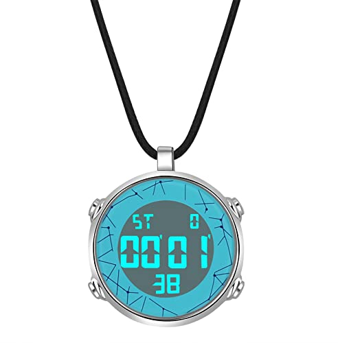 JewelryWe Taschenuhr Herren Damen Digital Quarz Uhr 30m Wasserdicht Datum Woche Kalender Alarm Sportuhr mit Leder Halskette Kette Kettenuhr Geschenk Blau