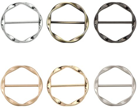 Create idea 6pcs Clips de T-Shirt Élégant Foulard en Soie Clips Anneau Foulard Boucle Vêtements Pinces à Cravate Métal Porte-enveloppe pour Soie Foulard Vêtements Accessoires, 6 Couleurs