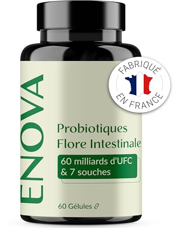 Probiotiques Flore Intestinale 60 Milliards UFC | 7 Souches avec Lactobacillus & Bifidobacterium | Digestion & Ballonnements | Confort Intestinal | 60 Gélules Végétales | Fabriqué en France