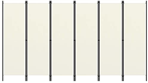 WIFESE Paravent 6 Panneaux Blanc Crème 300x180 cm Tissu Séparation de Pièce Fonction Polyvalente Cloison de Séparation Pliable Ecran d'intimité Décoration Intérieur Salon Chambre Salle à Manger