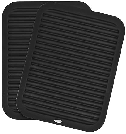 2 Stücke Abtropfmatte Geschirr Silikon 30 × 23 cm, Silikonmatte Hitzebeständig bis 230°C, Große Silikon Topfuntersetzer, Geeignet für Küche, Bad, Wohnzimmer
