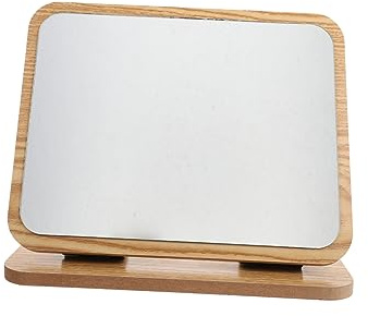 FRCOLOR Espejo De Maquillaje Plegable De Madera De Espejo De Mesa De Madera Hogar De Escritorio De Simple Portátil Diario