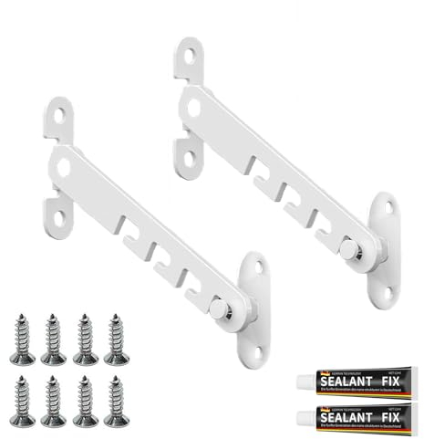 Peiyee 2 StüCk Fensterfeststeller,Fenster Kipp Regler,Fenstersicherung Fensterschnalle Fensterschloss Fensterstopper TüRschloss FüR Die Von Home Office Mit 8 Schrauben (Weiß)