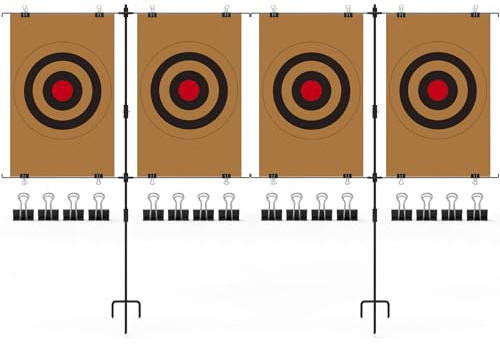 KNINE OUTDOORS Adjustable Shooting Target Stands, Paper Target Stand with 8 Metal Clips for Shooting Range, Adjustable Range from 3.2 to 26.0 Inches (2 Pack)