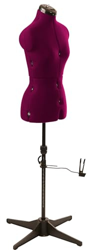 Sewing Online Adjustable Dressmakers Dummy, in Wine Fabric with Hem Marker, Dress Form Sizes 10 to 18 - Pin, Measure, Fit and Display your Clothes on this Tailors Dummy - 023816-WINE