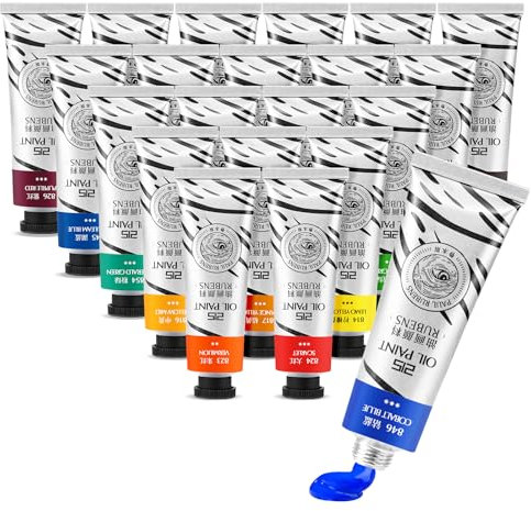 Paul Rubens Ölfarben Set A, 20 Tuben à 50 ml, 20 Leuchtende Farben hochwertiger Künstler-Ölfarben, mit Ausgezeichneter Haltbarkeit und Deckkraft der Ölfarbe, Geeignet für Studenten, Künstler, Anfänger