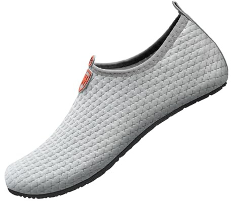 Barefoot Water Shoes Aqua Spotrs Socks Quick-Dry Beach Swim Snorkeling Surf Diving Pool Yoga Shoes for Mens Womens (Grey, 11/11.5UK)