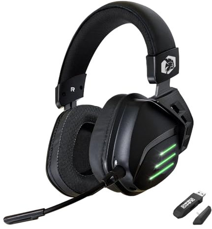 Empire Gaming EH20 Auriculares inalámbricos WiFi de 2,4 GHz con micrófono Desmontable – PC,Consola de Videojuegos última generación, Mac/Switch – Sonido estéreo Envolvente 7.1
