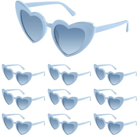 Bouiexye Occhiali da sole a forma di cuore Occhiali da sole per Bachelorette Occhiali vintage Occhiali a forma di cuore per matrimonio damigella regalo accessori, Blu, taglia unica