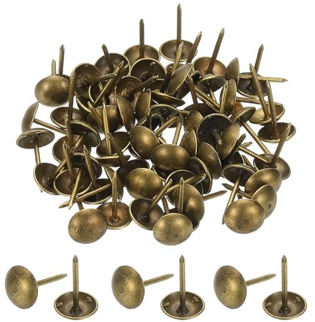 PATIKIL 200 Pz Borchie per Tappezzeria 0.59 x 3/8 Testa Diametro Chiodi Vintage a Testa Tonda Puntine Metalliche per Decorazioni Fai-Da-Te Divani Sedie Mobili
