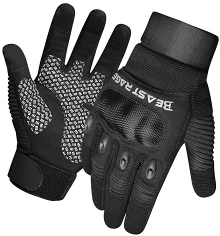 BEAST RAGE Guanti da moto per uomo e donna-Compatibili con lo schermo touchscreen,traspiranti,con presa antiscivolo,guanti protettivi per moto,strada,ciclismo,turismo e corse fuori strada (Nero, 2XL)