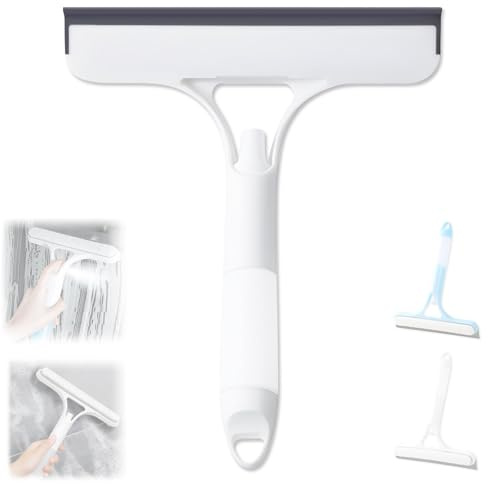 3 in 1 Window Cleaning Scraper, Cleaner Window Squeegee with Sprayer, Squeegee and Scrubber Spray Bottle Window Squeegee for Shower Glass, Mirrors, Car and Home,All-Purpose Window Cleaner Tool(White)
