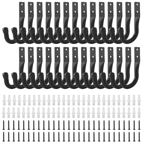 ALAHUGYEF Hooks,28 Pcs Ladder Storage Hooks for Hanging Heavy Duty Hooks | Wall Mounted Garage Hanger Brackets for Wall Bike Chair Garden Hose Tool Storage