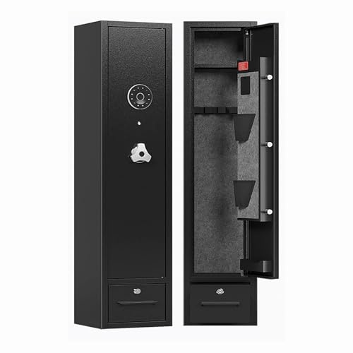 XRRJFYH Armadio Portafucili con Funzione Sveglia, Cassaforte per Armi con Cassetto e Luce LED, Armadio Fucili, Cassaforte Fucili