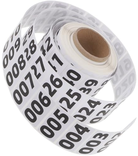 Beavorty Pegatinas Numeradas Adhesivas 1000 Unidades 40x20mm Etiquetas de Inventario Números Consecutivos para Organización de Almacenes y Gestión Escolar
