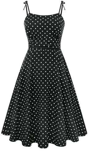 Belle Poque Abiti estivi da donna con spalline sottili, linea ad A, abito da sole midi, abito casual con tasche, per vacanze e spiaggia, L