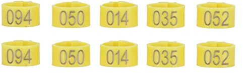Ejoyous Fasce per Anelli per Piedi in Plastica, 100 Pezzi, 10 Mm, Numerati da 001 a 100, Riutilizzabili, Clip per Piccioni, Identificano l'anello per Piccioni Viaggiatori, Uccelli Adulti, Gestione