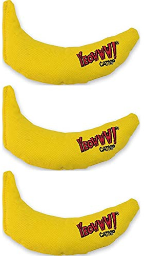 Yeowww! Catnip Banana 3 PACK | Pure Leaf & Flowertop Blend | Cat and Kitten Toy