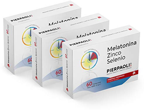 PIERPAOLI - Melatonina Zinco Selenio: Integratore Alimentare che Contribuisce a Migliorare la Qualità del Sonno e a Supportare il Sistema Immunitario, 3 Confezioni da 60 Compresse da 1 mg