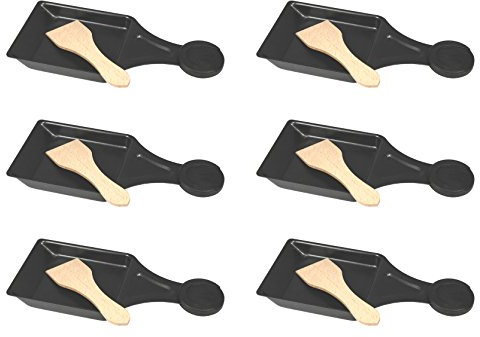 6er Set Raclette-Pfännchen mit Holzspachtel